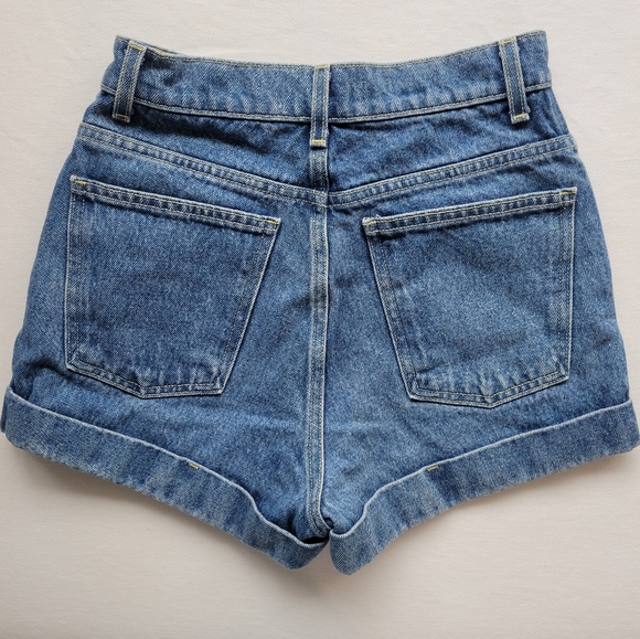 American Apparel Denim High Waist Cuff Shorts - Picture 2 of 9